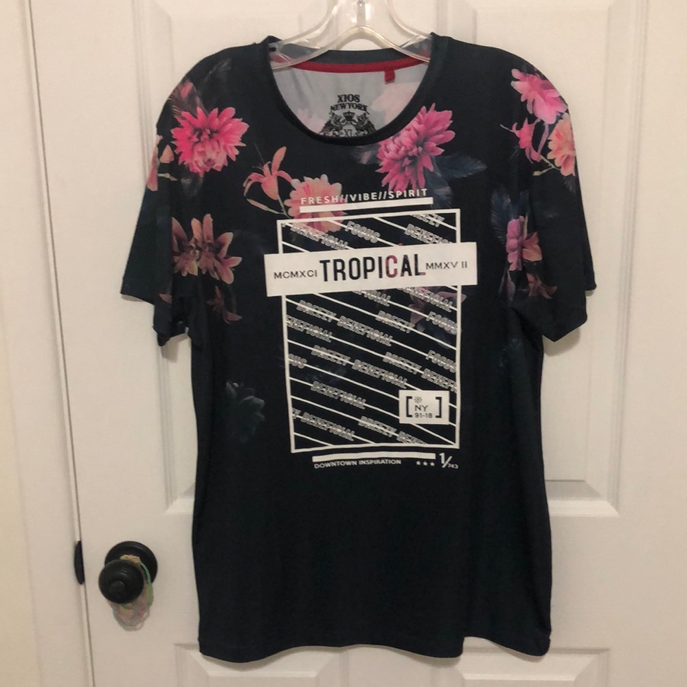 XIOS Tropical Short Sleeve T-Shirt Charcoal Gray